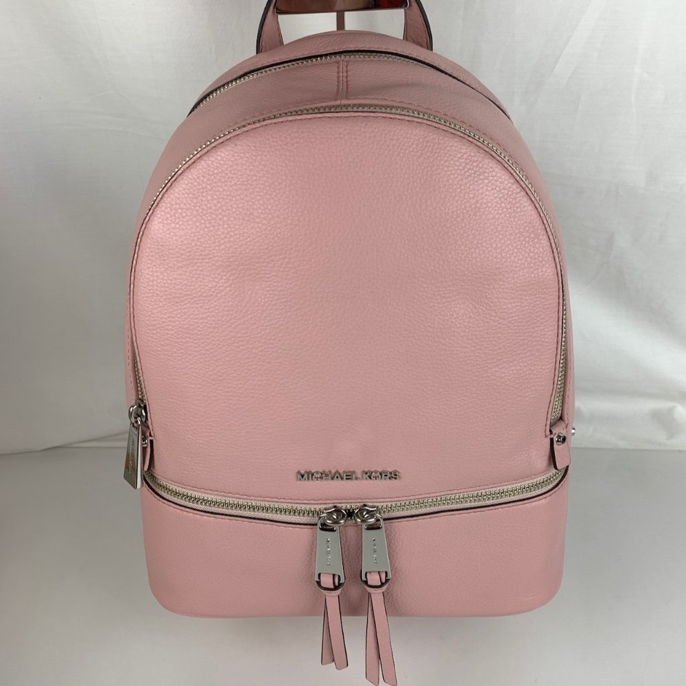 New Michael Kors Rhea Medium Leather Backpack - Picture 2 of 9
